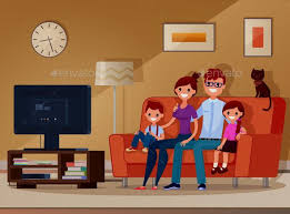 Family Watching Tv Friends Illustration Cartoon Styles Cartoon Drawings