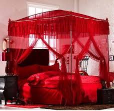 Red Princess Lace 4 Post Arched Bed Curtain Canopy Mosquito Net With Bracket Ebay Bed Curtains King Size Canopy Bed Canopy Bed Curtains