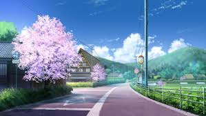 Road Clouds Cherry Blossom Landscape Wallpaper No 297434 Anime Background Anime Scenery Sky Anime
