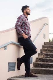Williams created his first elastic sided men's boots. Men S Fall Fashion Outfit Idea Red And Grey Flannel Distressed Black Jeans Brown Suede Chelsea Mens Fashion Fall Outfits Fall Outfits Men Mens Fashion Fall