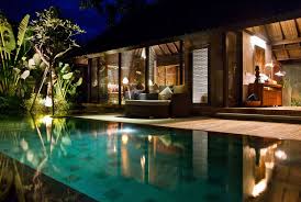 Bali Villa Photography Komea Villas Pool Views Night Time Light Bali Luxury Villas Bali Villa