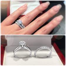 Modern 6 Claw Solitaire Engagement Ring With Knife Edge Band Pictured With Womens Wedding Bands Diamond Engagement Rings Wedding Bands Set Wedding Ring Bands