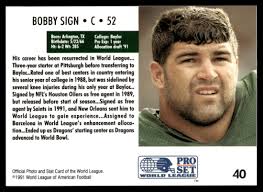 1991 Pro Set World League WLAF BOBBY SIGN #40 Barcelona Dragons Set Break