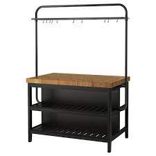 They feature a variety of hooks that allow you to hang the pots and. Vadholma Kitchen Island With Rack Black Oak Ikea