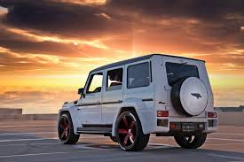 White Mercedes G Class Customized And Put On Red 5 Spoke Custom Rims Mercedes G Class G Class Mercedes G