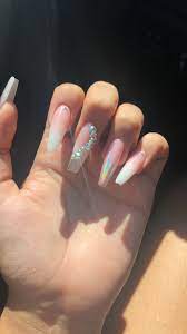 In the matter of coffin nails, the longer the better. Simple Coffin Nails Rhinestones Ombre Ombre Acrylic Nails Simple Acrylic Nails Ombre Nails Glitter