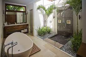 beautiful light bright balinese bathroom slate pebbles and darkwood outdoor bathrooms balinese bathroom outdoor bath