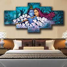 Radha Krishna Canvas Blue Digitally Printed Premium Canvas Wall Art Canvas Poster Wall Painting Stretched Wood Frame In 2021 Canvas Poster Wall Canvas Krishna Painting