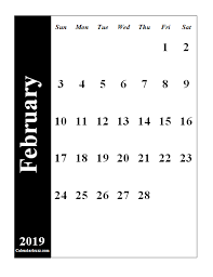 February 2019 Portrait Calendar Printable Calendar Printables 2019 Calendar Vertical Calendar