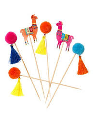 12 Piques Pompons Et Lama Decoration Anniversaire Et Fetes A Theme Sur Vegaoo Party Decoration Anniversaire Fete Tropicale Deco Evenementiel