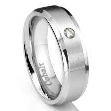 Cobalt Xf Chrome 8mm Beveled Solitaire Diamond Wedding Band Ring Wedding Ring Bands Diamond Wedding Bands Mens Wedding Rings