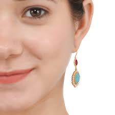 Ruby, Turquoise & Pearl Vermeil 14K Gold Over Sterling Silver Earring