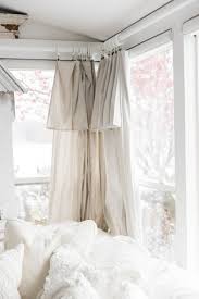 diy drop cloth curtains in the sunroom
