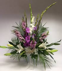 There are also arrangements with cross, heart wreaths, plants and other funeral flowers for the occasion. Sympathy In Purple And White In Finleyville Pa Finleyville Flower Shop