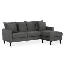 Dorel Living Henderson Gray Reversible Sectional With Pillows Furniture Sectional Sofa Pillows