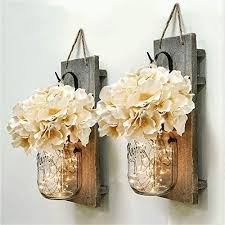 Hire reliable 50 wall hanging and mounting services near you. Habom Rustic Mason Jar Wall Decor Sconces Decorative Home Lighted Country House Hanging With Led Fairy Strip Lights And Flowers Hydrangea Farmhouse Sconce Jars Set Of 2 Pricepulse
