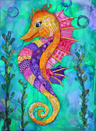 Print Seahorse Paper Collage Print Various By Apinchofwonderful Seahorse Art Seahorse Painting Art