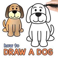 Once this is done you can then draw some furry looking hair step 4. How To Draw A Dog Step By Step Drawing Tutorial For A Cute Cartoon Dog Easy Peasy And Fun