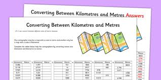 Converting Between Kilometres And Metres Worksheet