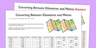 converting between kilometres and metres worksheet