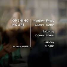 Custom Shop Hours Window Door Vinyl Decal Business Opening Vinyldecalsdoor Shop Signage Business Hours Sign Shop Window Stickers