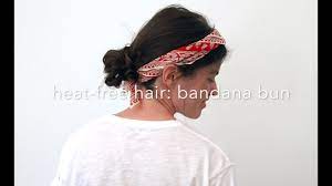 Tie your bandana like this. Heat Free Hair Bandana Bun Unfancy Youtube