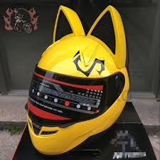 Black And Yellow Motorcycle Helmet Black Pink White Yellow Motorcycle Cool Biker Full Face Helmet Cat Ear Horn Full Face Helmets Helmet Biker Helmets