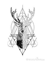 Black And White Geometric Animal Drawings Geometric Deer Illustration Isolated On White Background Vector Animal Emblem Vector Creative Geome Geometric Deer Geometric Animal Tattoo Deer Tattoo Designs