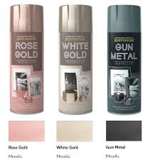 Rust Oleum Metallic Finish Spray Paint 400ml Gun Metal Rose And White Gold Ebay