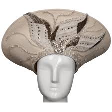 Unworn with Tags George Zamau'l Couture Vintage Hat with Rhinestones +  Beading For Sale at 1stDibs