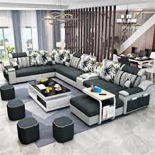Cheap Home Furniture 7 Seater Modern European Wooden Fabric U Shaped Chaise Lounge Sectional Couc Living Room Sofa Set Living Room Sofa Design Living Room Sofa