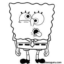 Printable emotion funny face for kids coloring page. Printable Cartoon Spongebob Funny Face Coloring Pages
