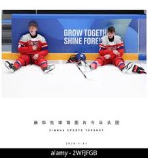 David Huk (L) and Simon Belohorsky of the Czech Republic look dejected  after the men's 6-team tournament gold medal game of ice hockey event  between the Czech Republic and the United States at the Gangwon 2024 Winter  Youth Olympic Games in ...