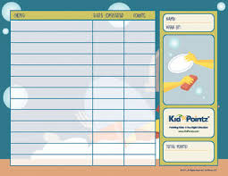 Printable Chart For Chores Reward Points Kid Pointz