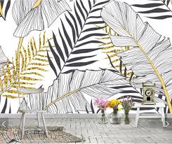 Bedroom Black And White Wall Mural Nordic Black White Tropical Banana Leaves Wallpaper Murals 3d Printed Wall Art Decal Photo Wall Papers Rolls Bedr Mural Wallpaper Wall Painting White Wallpaper