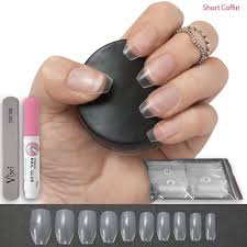 There are some great tips in this video, including the best way to hold the client's hand when working on their nails, says moskal. By Vixi Short Coffin Ballerina Nail Set With Free Glue Prep File 10 Sizes Clear Express Full Cover False Fingernail Extensions For Salon Professionals Home Use 500 Clear Short Coffin