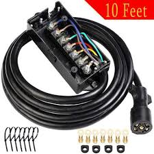 7 wire trailer wiring harness. Suzco 10 Foot 7 Way Trailer Light Wiring Harness Kit Pre Wired 7 Pin Plug 7 Blade Rv Trailer Cord Connector Wire Cable With Waterproof Junction Box