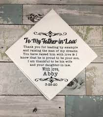 Father In Law Wedding Present Father Of The Groom Gift Customized Wedding Day Handkerchief Gift From Bride To Father In Law Wedding Gift Father In Law Gifts Wedding Day Gifts Gifts For Wedding Party