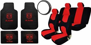 13pc Dodge Ram Factory Style Black Rubber Floor Mats Steering Wheel Classic 2 Tone Red Seat Covers 2 Front Floor Mats Cars De Disney Red Car Best First Car
