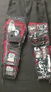 Black And Red Jeans Men Men S Black Denim Exorcist Jeans Sz 38x32 Mens Fashion Casual Mens Winter Fashion Mens Fashion Edgy