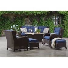 Members Mark Agio Fremont 4 Piece Patio Deep Seating Set With Sunbrella Fabric Indigo Sam S Club Blue Patio Furniture Outdoor Seating Set Patio Set