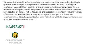 Eugene Kaspersky On Twitter Kaspersky Lab Was Not Involved In And Does Not Possess Any Knowledge Of The Intelligence Operation Described In The Recent Nytimes Article Https T Co Glre05lwsc