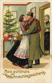 Christmas In World War I Germany An Original Postcard Of A German Soldier Arriving Home During C Christmas Postcard Vintage Christmas Cards Vintage Christmas