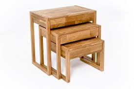 Nest of 3 tables on solid oak bases with marquetry tops. Oak Nest Of Wood Tables Futon Company