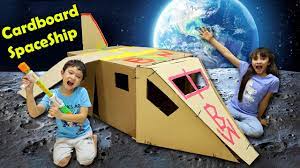 Then, cut curves in both sides of the other 2 strips, which will be the sides of the boat. Astronaut Brianna And Skyler Make Their Own Diy Box Fort Spaceship Youtube