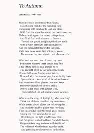 To Autumn John Keats To Autumn John Keats John Keats John