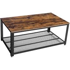 Antique solid wooden designs rustic european style metal living room industrial coffee table with wheels. Vasagle Industrial Coffee Table With Storage Shelf For Living Room Wood Look Accent Furniture With Metal Frame Easy Assembly Rustic Brown Walmart Com Walmart Com