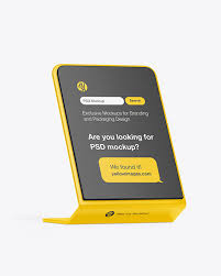 Free space on wall for text. Digital Desktop Tablet Mockup In Device Mockups On Yellow Images Object Mockups