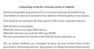 College Function Welcome Party Compering Script In English Student Teacher Centre Welcome To The Party Party Script Despite, having a good anchoring script if you can't speak clearly and confidently your script will be ineffective. college function welcome party