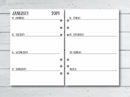 2019 Calendar Planner Refills Fits Louis Vuitton Pm Agenda Lv Pocket Insert Handmade Calendar Refills Refillable Planner Weekly Calendar Planner